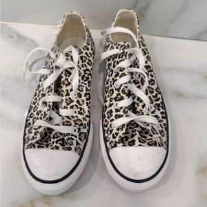 Leopard Print Canvas Sneakers size 3 kids women’s 5worn once
